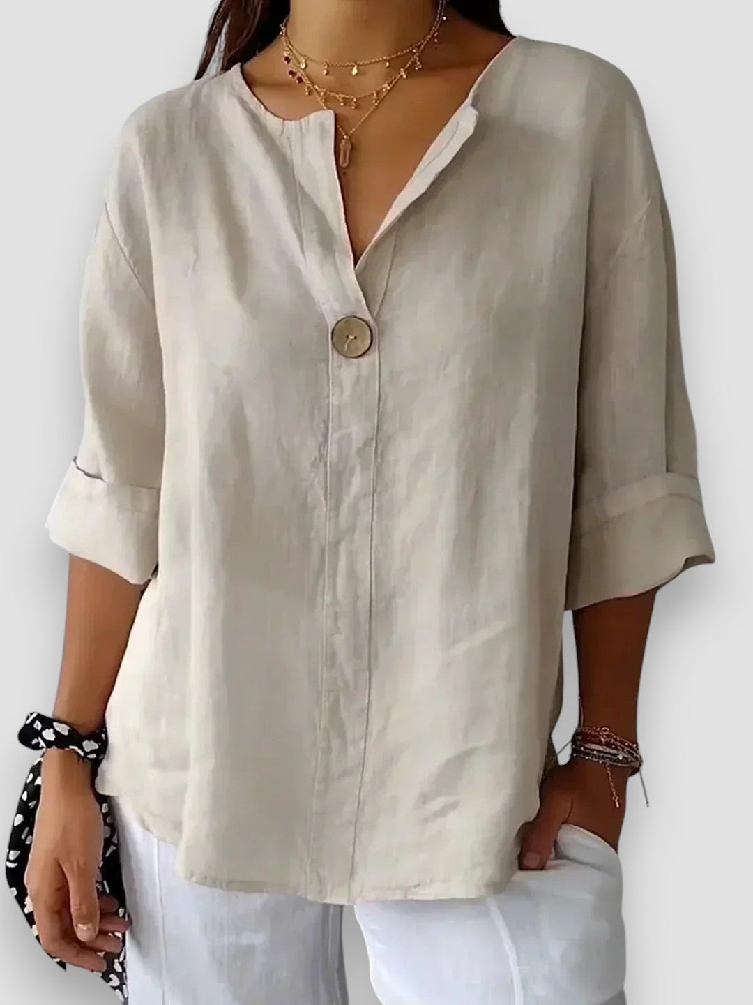 SOFIA|BLUZA CASUAL Z DEKOLTEM W SERCIE