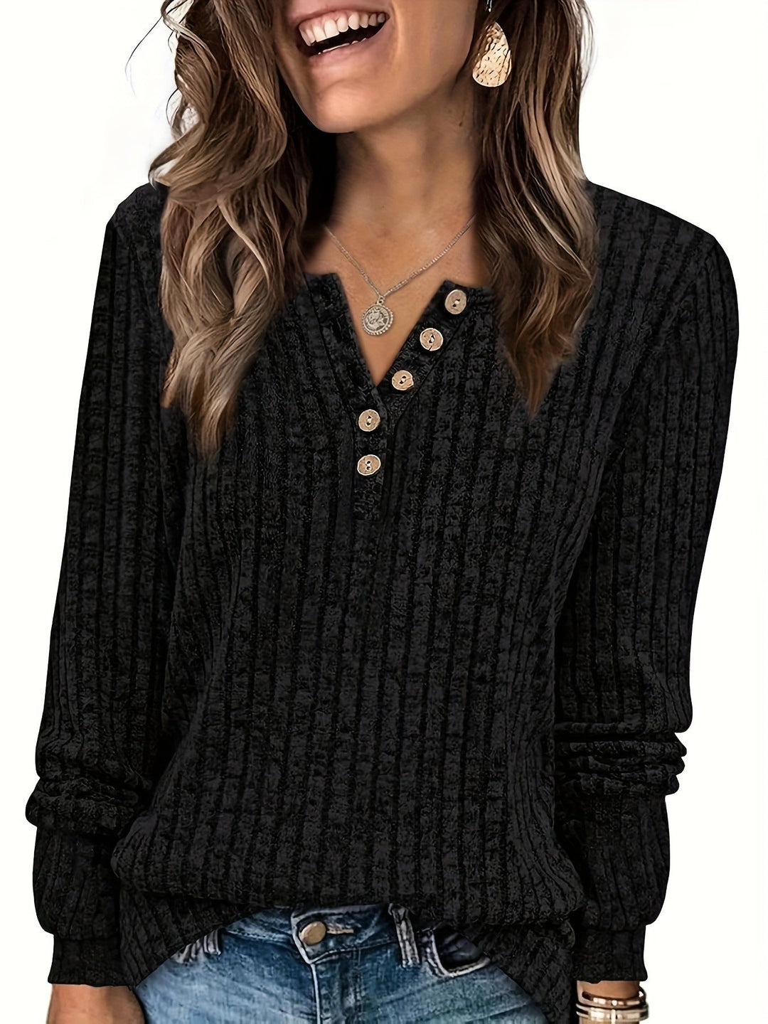 Carol | Elegancki dopasowany sweter z guzikami
