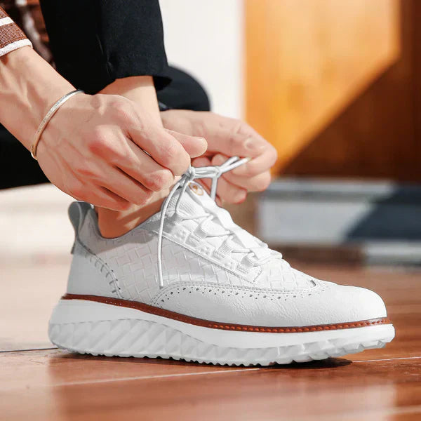 Białe Skórzane Sneakersy Oxford Ridge