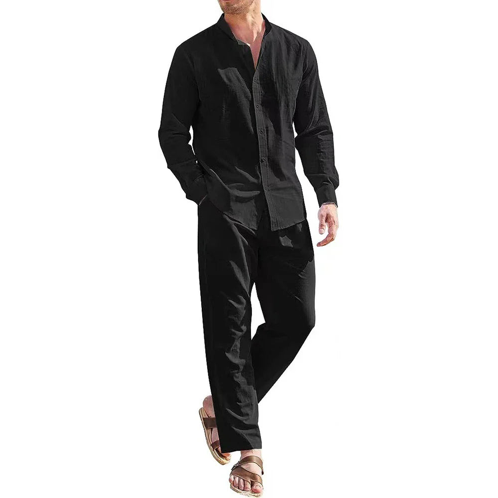Mark™ Męski Vintage Bawełniano-Lnianych Dwu Częściowy