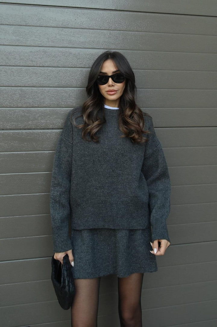 Marie™ Luksusowy Komplet Dzianinowy – Sweter + Spódnica