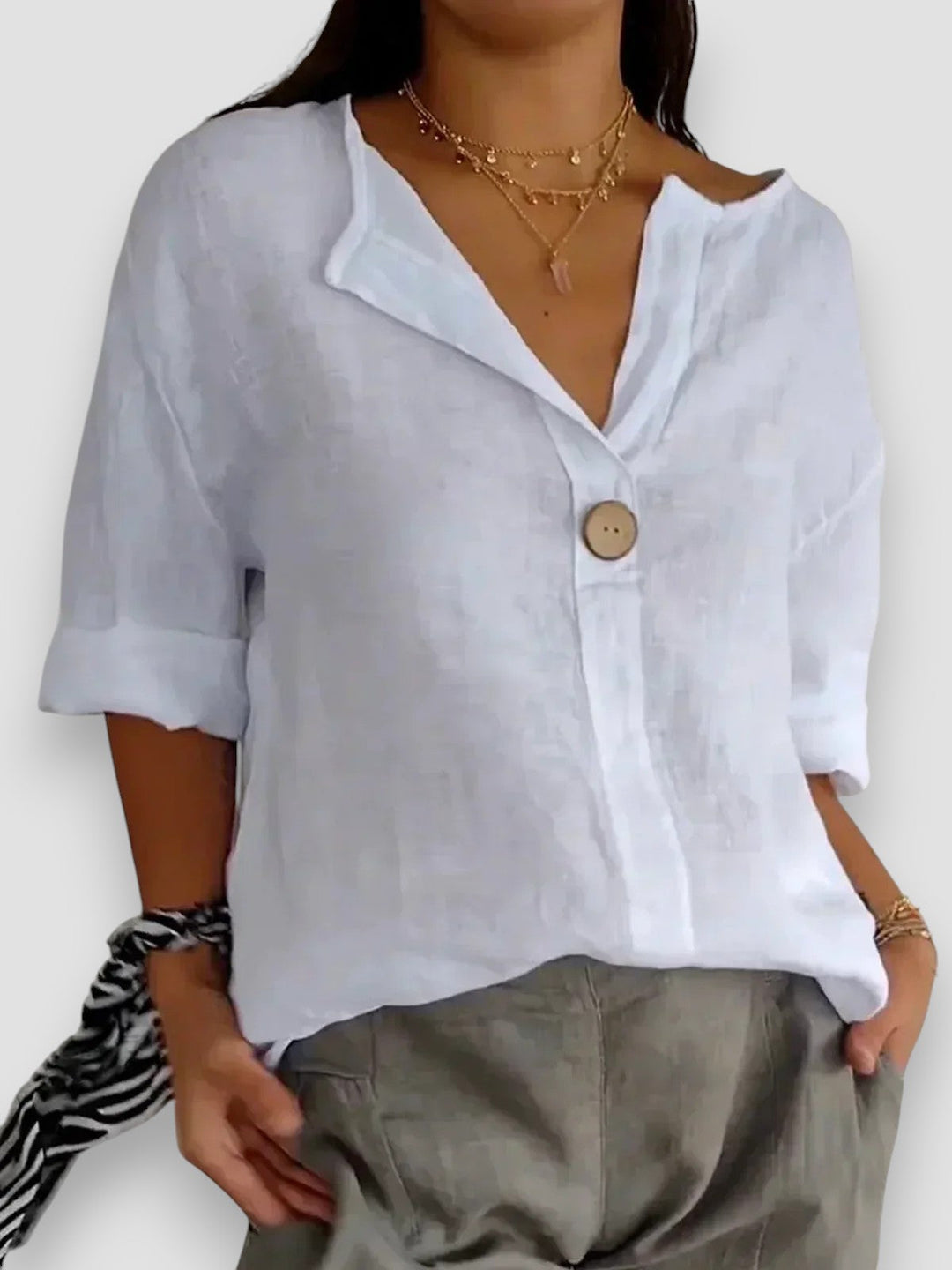 SOFIA|BLUZA CASUAL Z DEKOLTEM W SERCIE