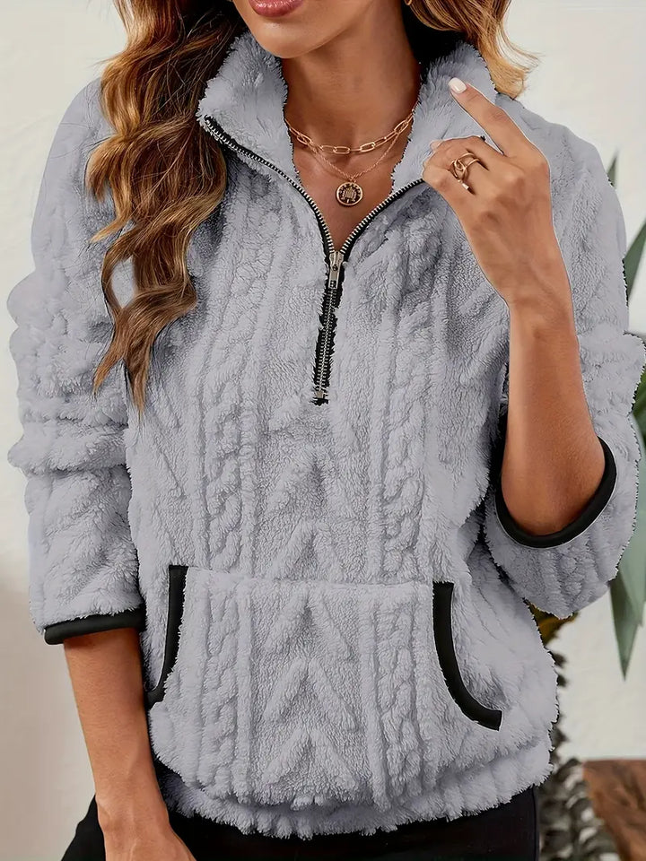 BETHANIA | Miękki polarowy sweter z półzamkiem