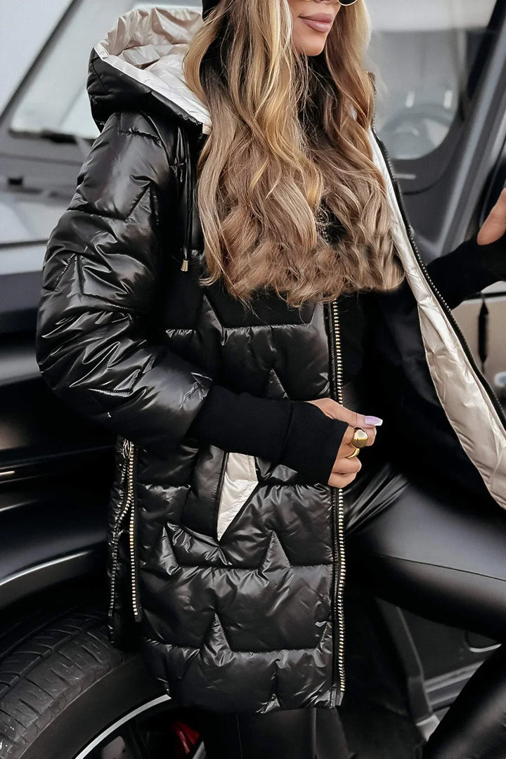 Noelia - Elegancki płaszcz zimowy z kapturem i podszewką