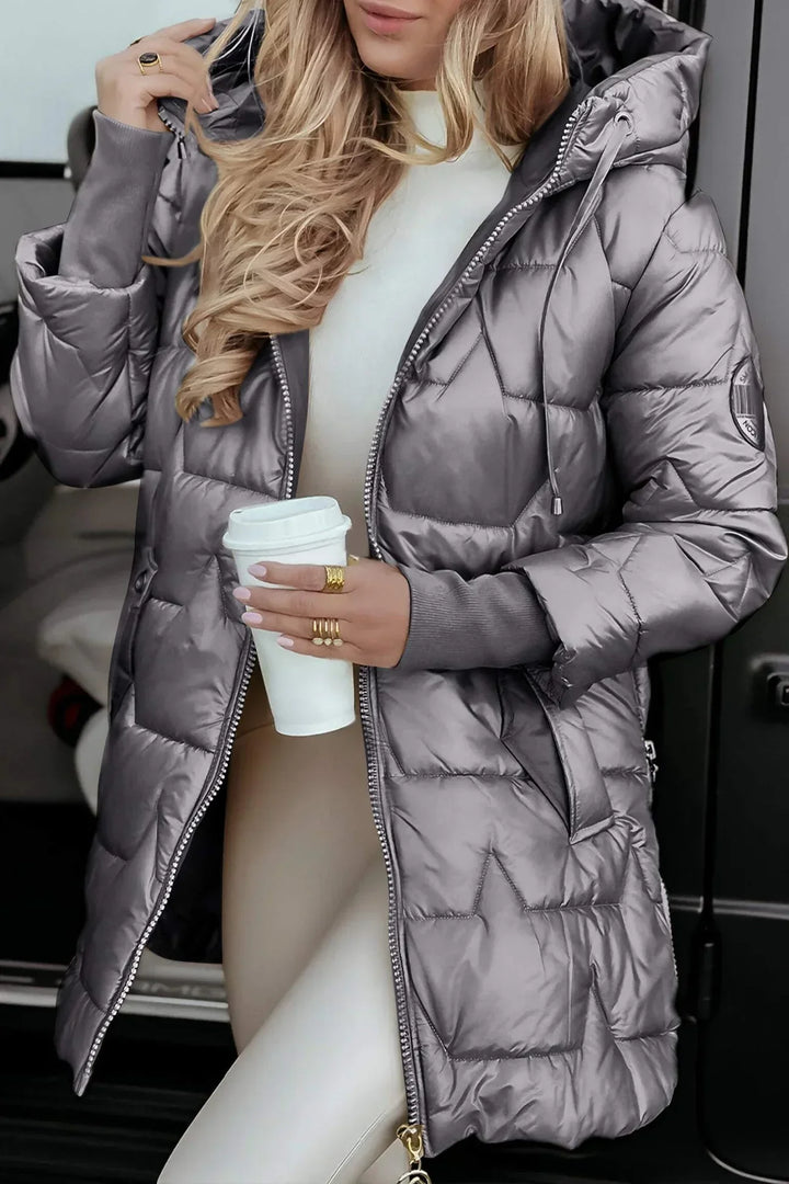 Noelia - Elegancki płaszcz zimowy z kapturem i podszewką